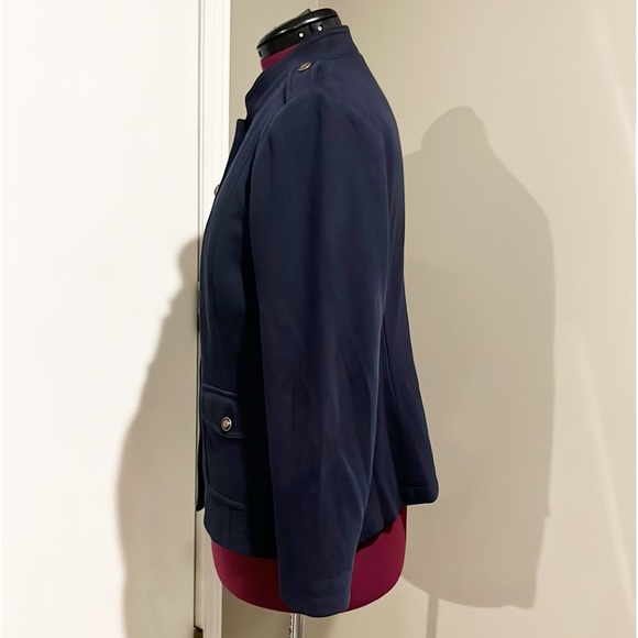 Talbots Knit Band/Military Blazer Navy with Bronze Crest Buttons Size 14 - Picture 6 of 10
